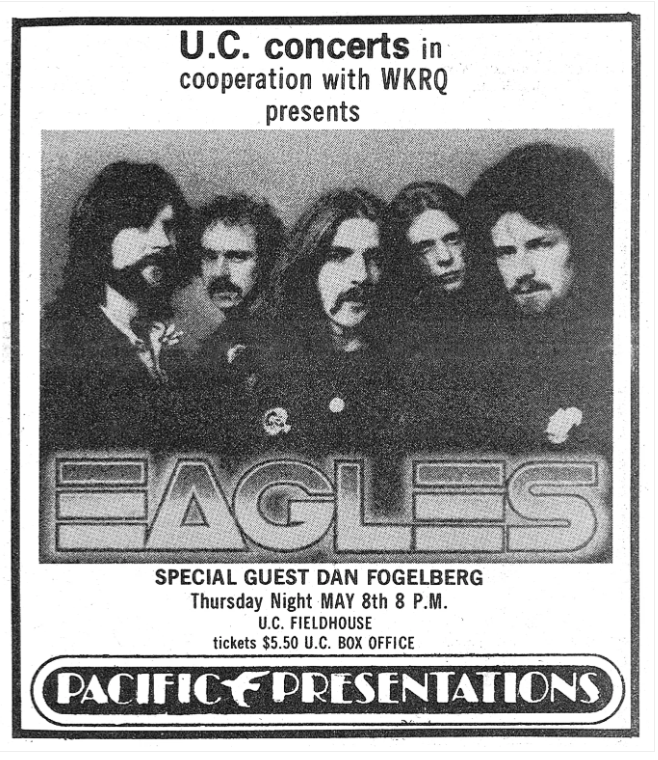 UC concert poster featuring the Eagles